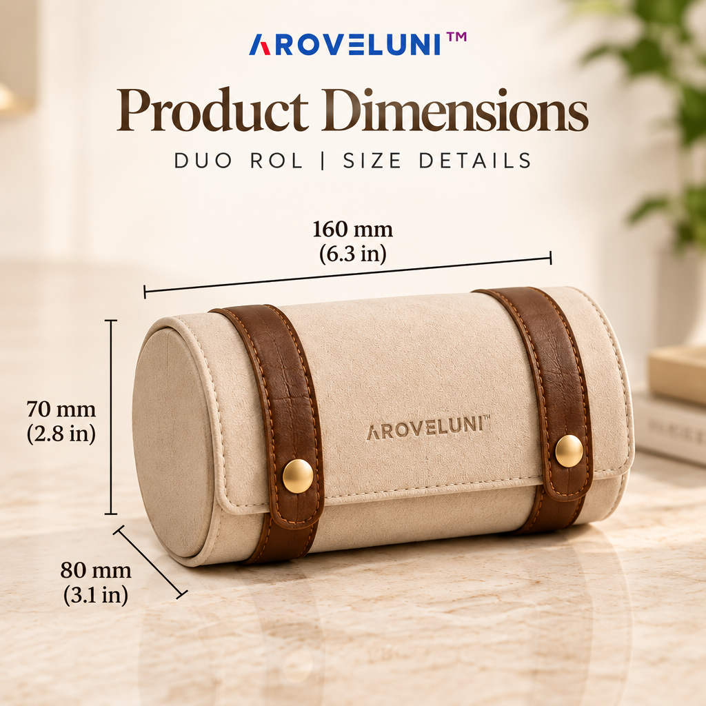 Aroveluni™ Duo Roll – Refined Two-Watch Travel Roll for Weekend Trips & Everyday Carry