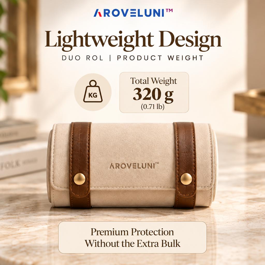 Aroveluni™ Duo Roll – Refined Two-Watch Travel Roll for Weekend Trips & Everyday Carry