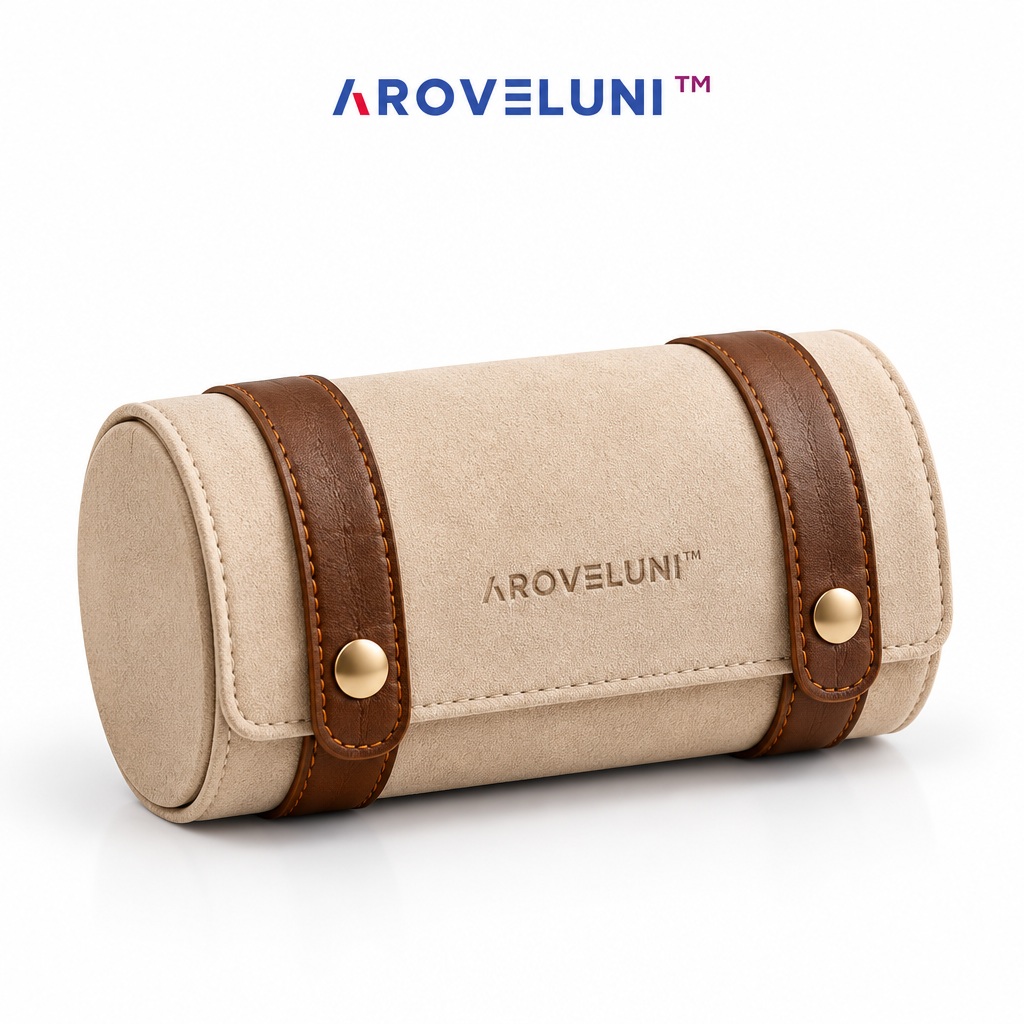 Aroveluni™ Duo Roll – Refined Two-Watch Travel Roll for Weekend Trips & Everyday Carry