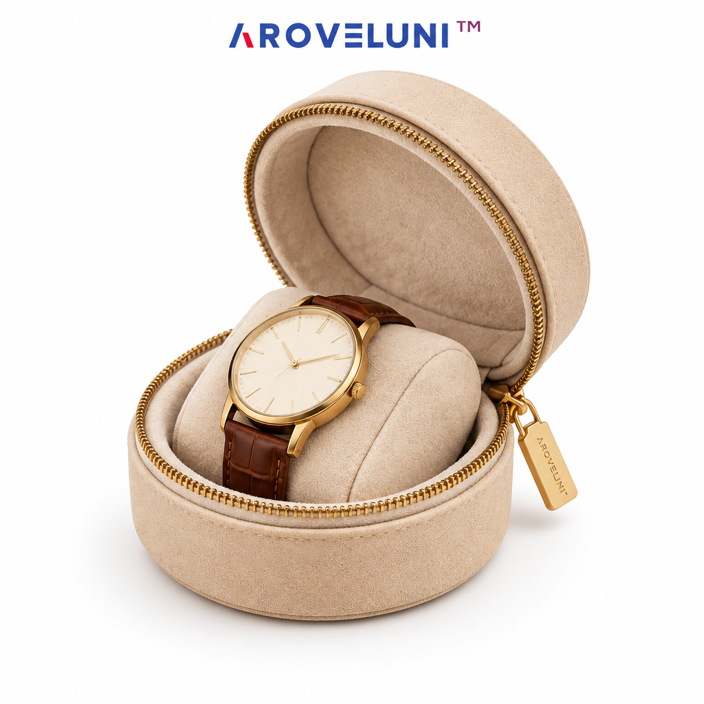 Aroveluni™ Voyage Case – Compact Travel Watch Holder with a Soft Protective Interior