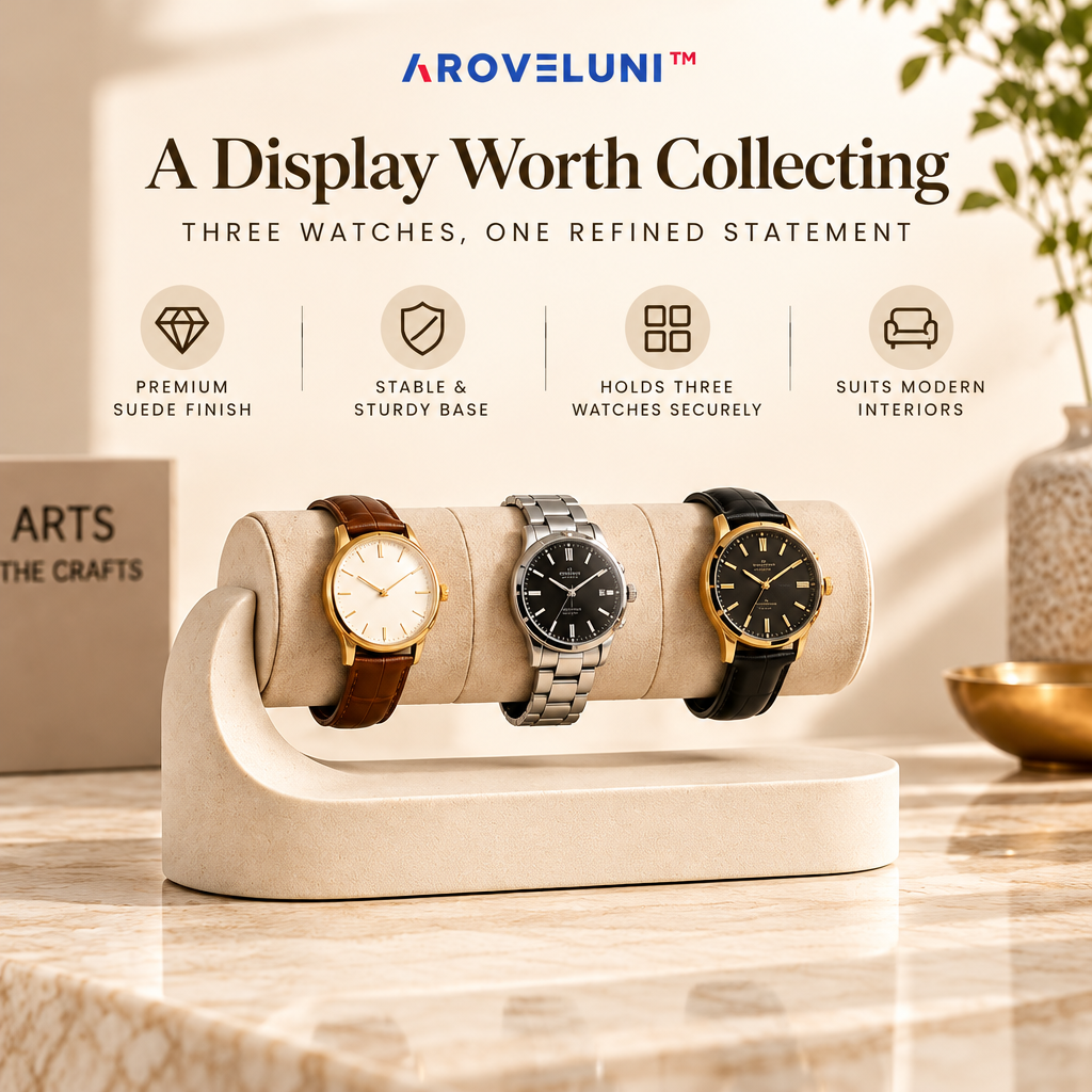 Aroveluni™ Trio Atelier – Contemporary Three-Watch Display Rack for Curated Collections