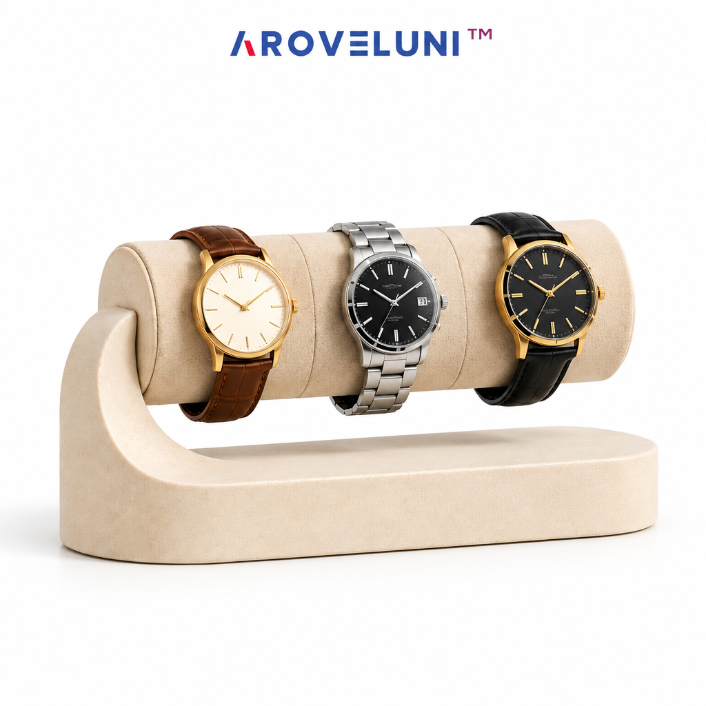 Aroveluni™ Trio Atelier – Contemporary Three-Watch Display Rack for Curated Collections