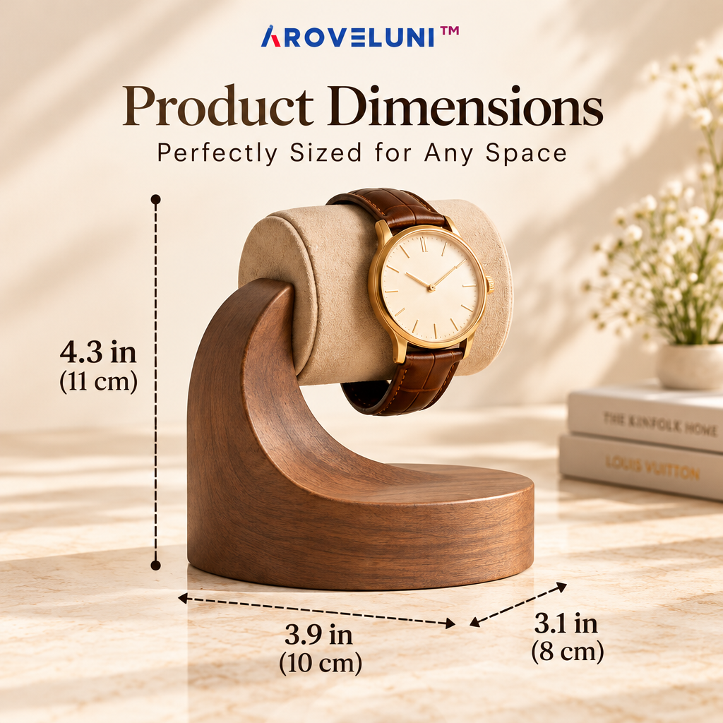 Aroveluni™ Solace Stand – Minimalist Wooden Watch Display Stand for Modern Dressers & Desks