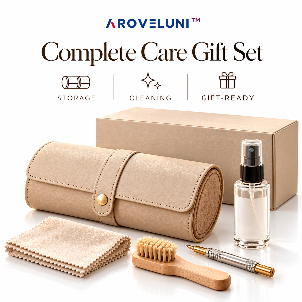 Aroveluni™ Essential Ritual – Premium Watch Care & Storage Accessory Gift Set