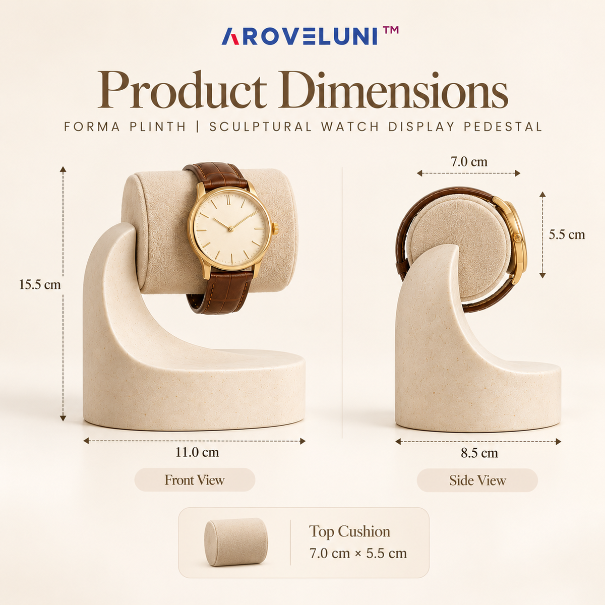 Aroveluni™ Forma Plinth – Sculptural Watch Display Pedestal for Contemporary Interiors