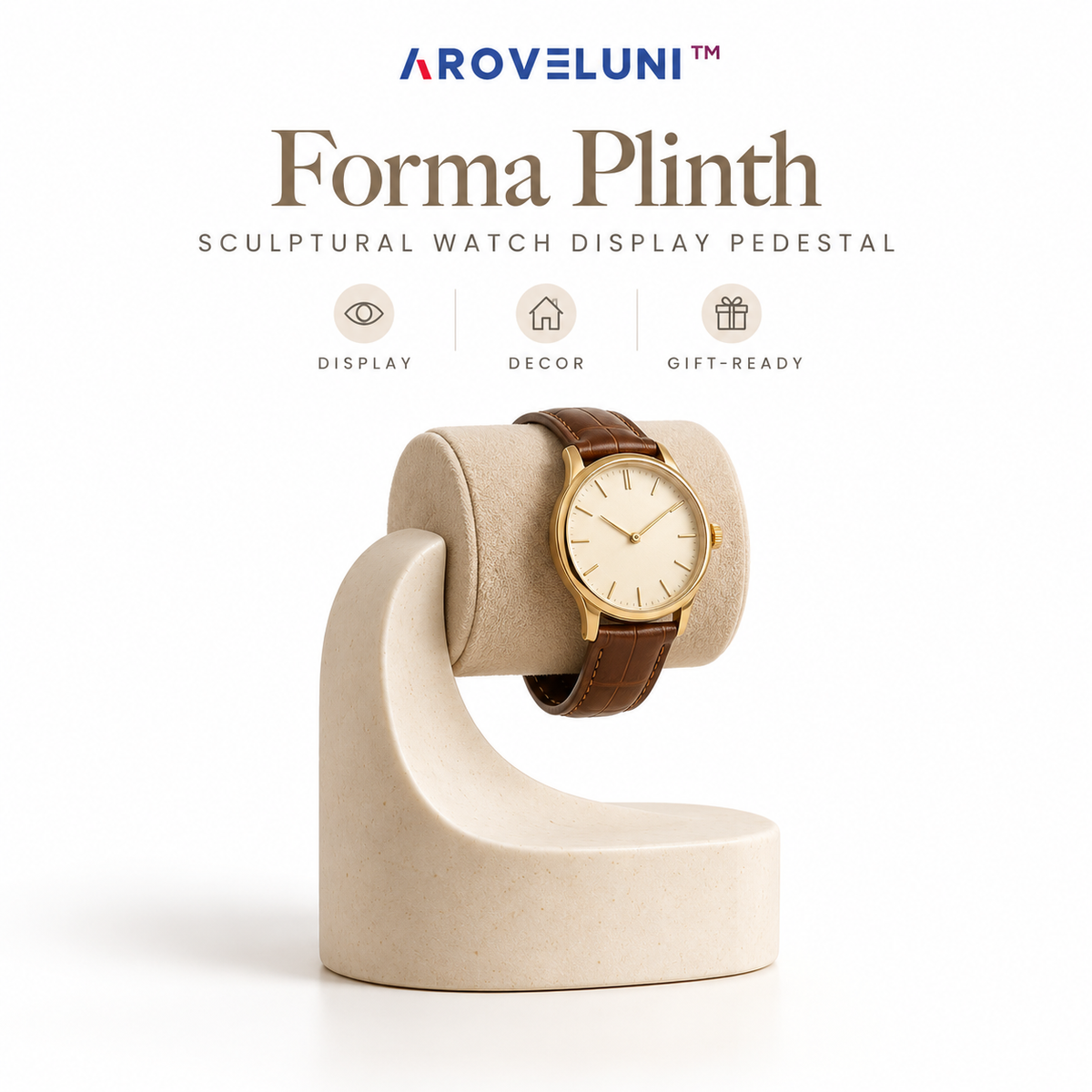 Aroveluni™ Forma Plinth – Sculptural Watch Display Pedestal for Contemporary Interiors