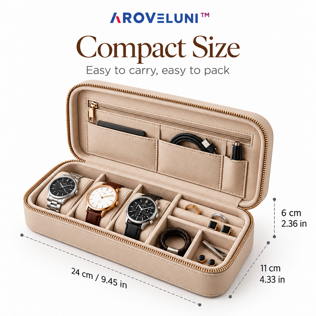 Aroveluni™ Nomad Organizer – Compact Watch & Accessory Travel Case with Structured Compartments