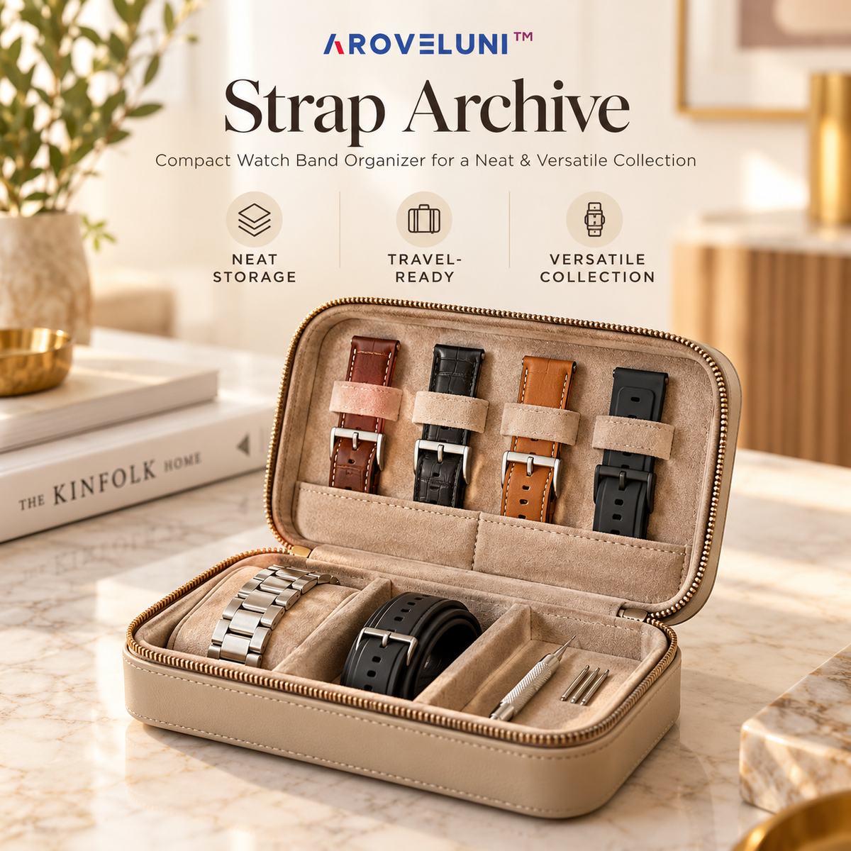 Aroveluni™ Strap Archive – Compact Watch Band Organizer for a Neat & Versatile Collection
