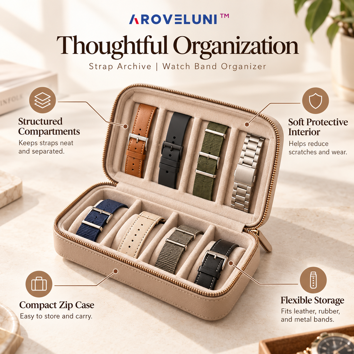 Aroveluni™ Strap Archive – Compact Watch Band Organizer for a Neat & Versatile Collection