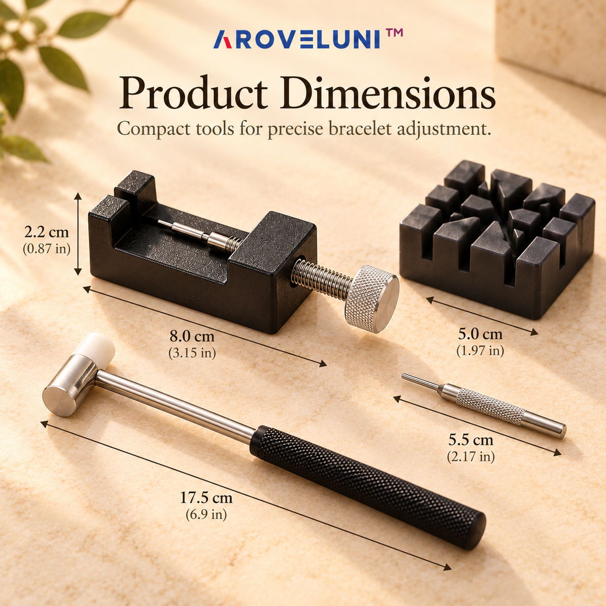 Aroveluni™ Link Atelier – Precision Watch Bracelet Adjustment Tool Kit for Metal Bands