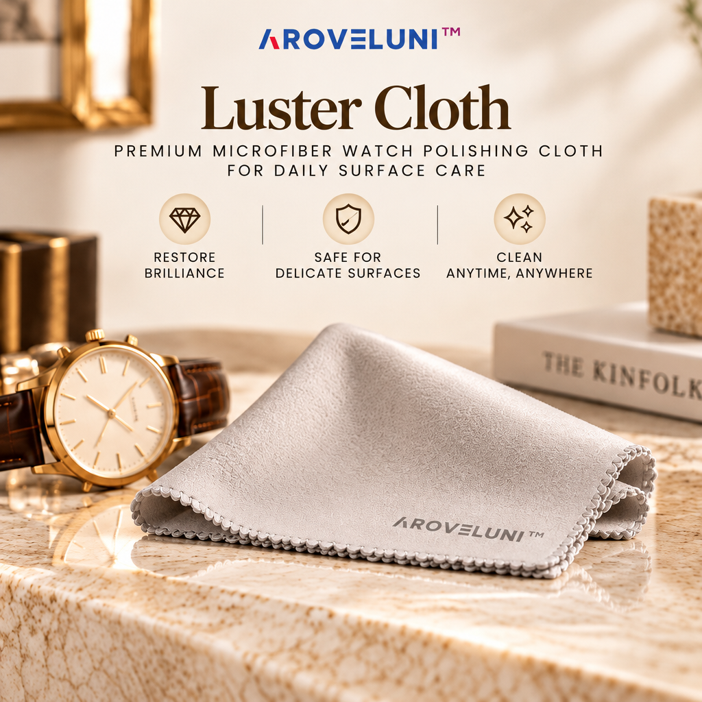 Aroveluni™ Luster Cloth – Premium Microfiber Watch Polishing Cloth for Daily Surface Care
