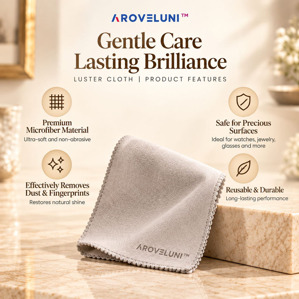 Aroveluni™ Luster Cloth – Premium Microfiber Watch Polishing Cloth for Daily Surface Care
