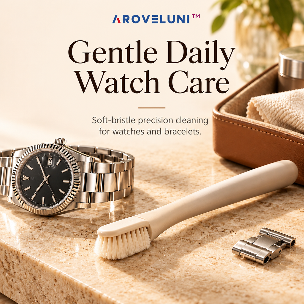 Aroveluni™ Detail Brush – Soft-Bristle Watch & Bracelet Cleaning Tool for Everyday Care