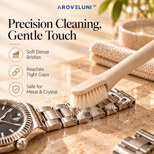 Aroveluni™ Detail Brush – Soft-Bristle Watch & Bracelet Cleaning Tool for Everyday Care