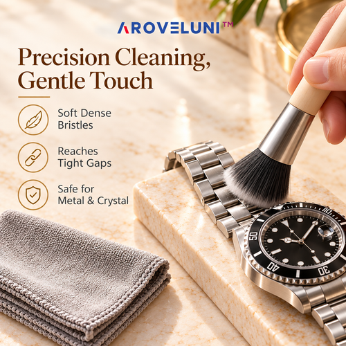 Aroveluni™ Clarity Kit – Precision Watch Cleaning Set with Microfiber Cloth & Detailing Brush