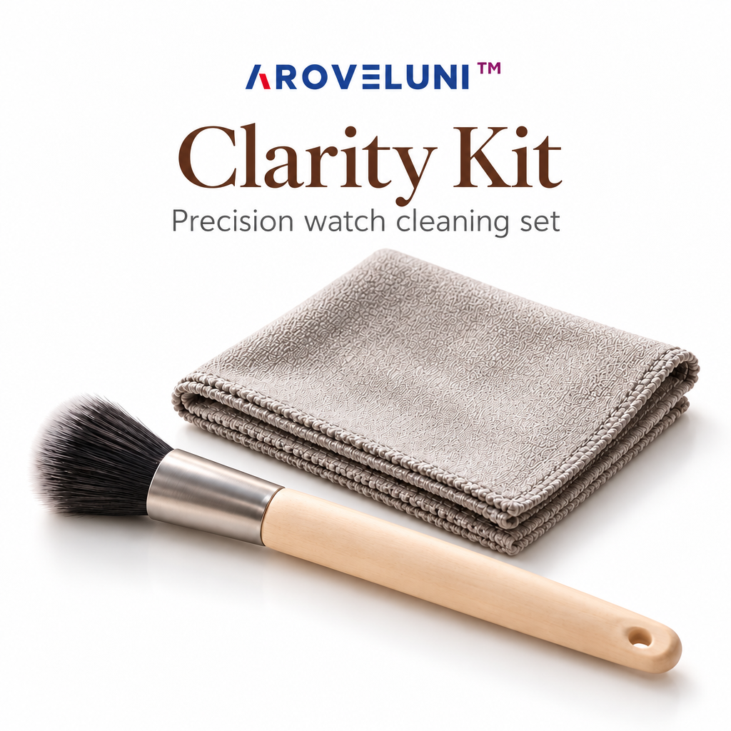 Aroveluni™ Clarity Kit – Precision Watch Cleaning Set with Microfiber Cloth & Detailing Brush